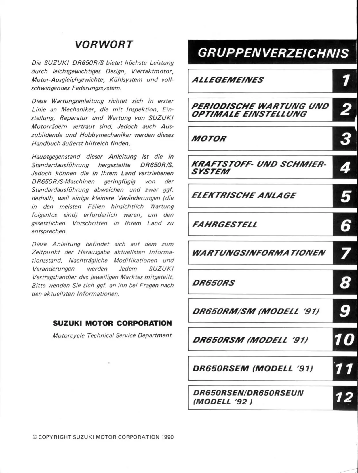 1990-1995 Suzuki DR 650 R-S service manual Preview image 2