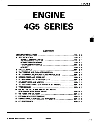 Preview: 1990–1996 Mitsubishi 4G5 and 4G6 Series Engine Service Manual (P/N PWEE9055 / PWEE9037)