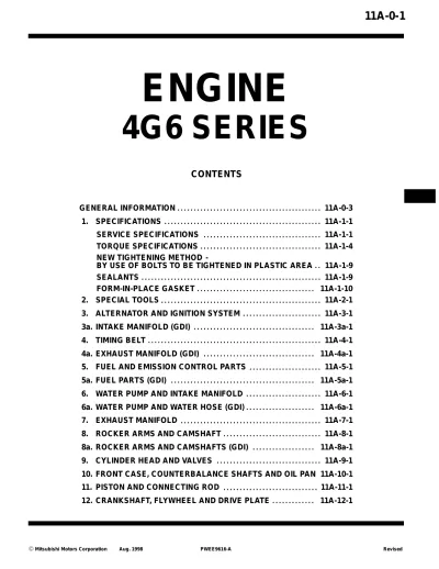 Preview: 1990–2005 Mitsubishi Diamante Service Manual