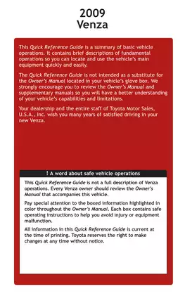 2009-2010 Toyota Venza service manual Preview image 2
