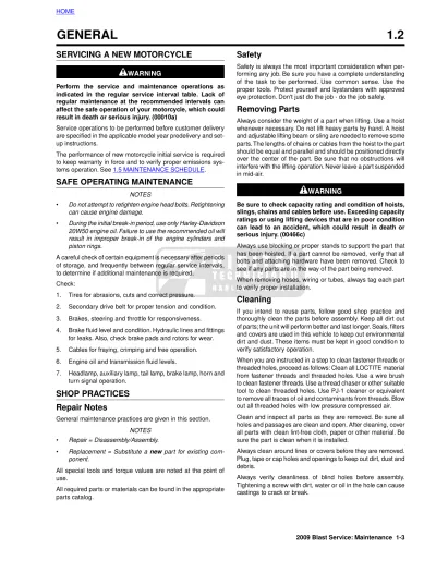Preview: 2009 Buell Blast P3 Service Manual (P/N 99492-09Y)