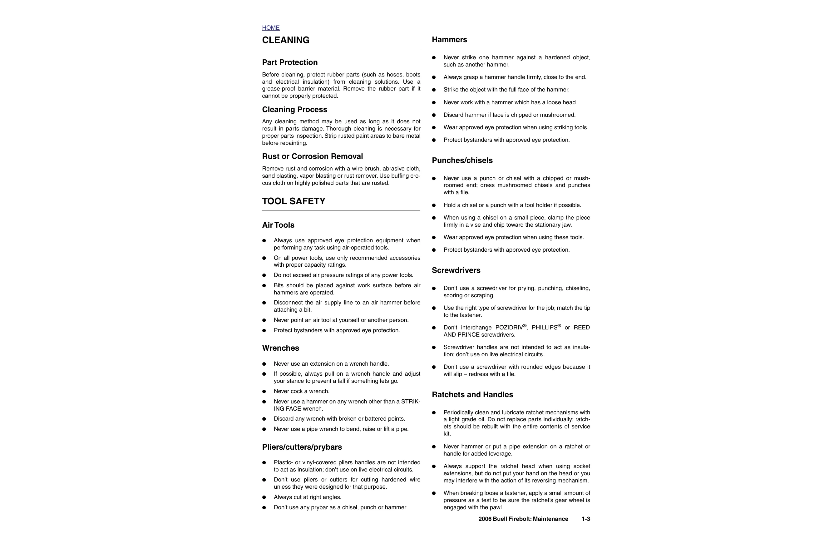 2006 Buell Firebolt XB9R, XB12R service manual Preview image 3