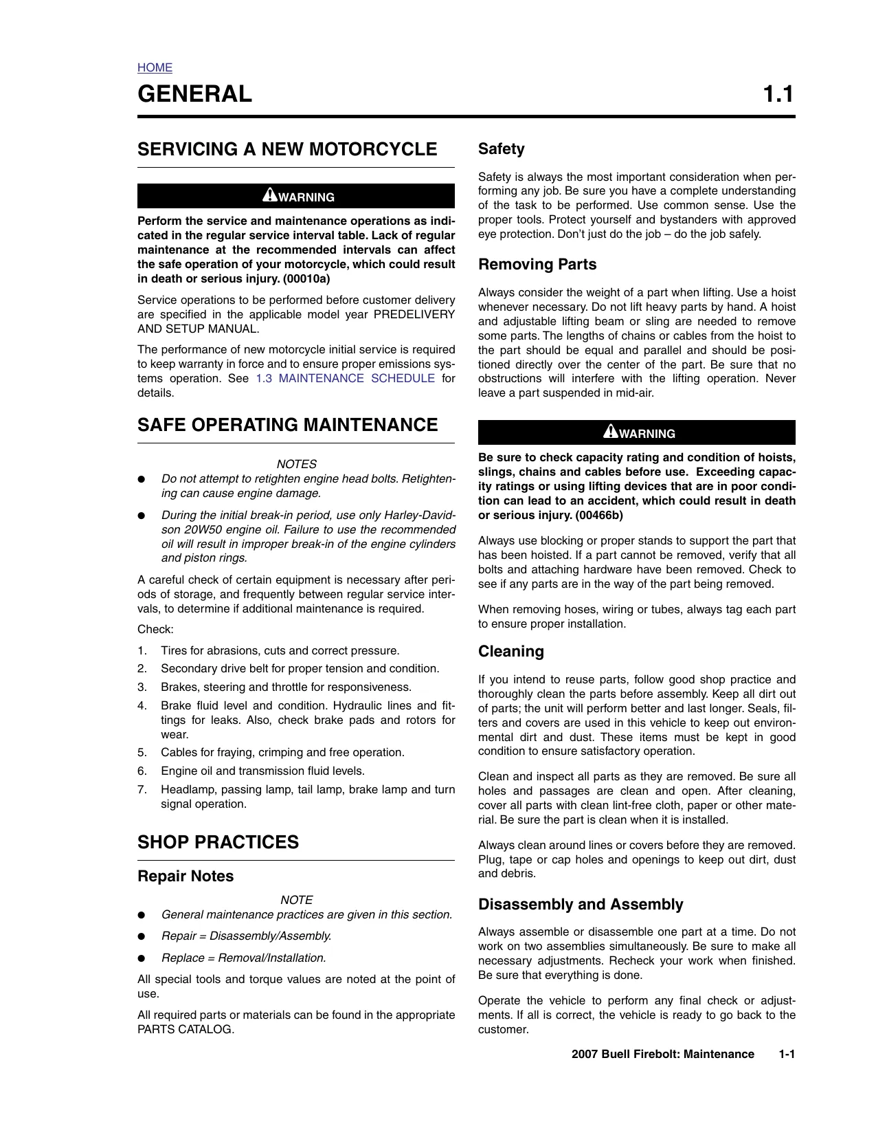 2007 Buell Firebolt XB9R, XB12R repair manual Preview image 1