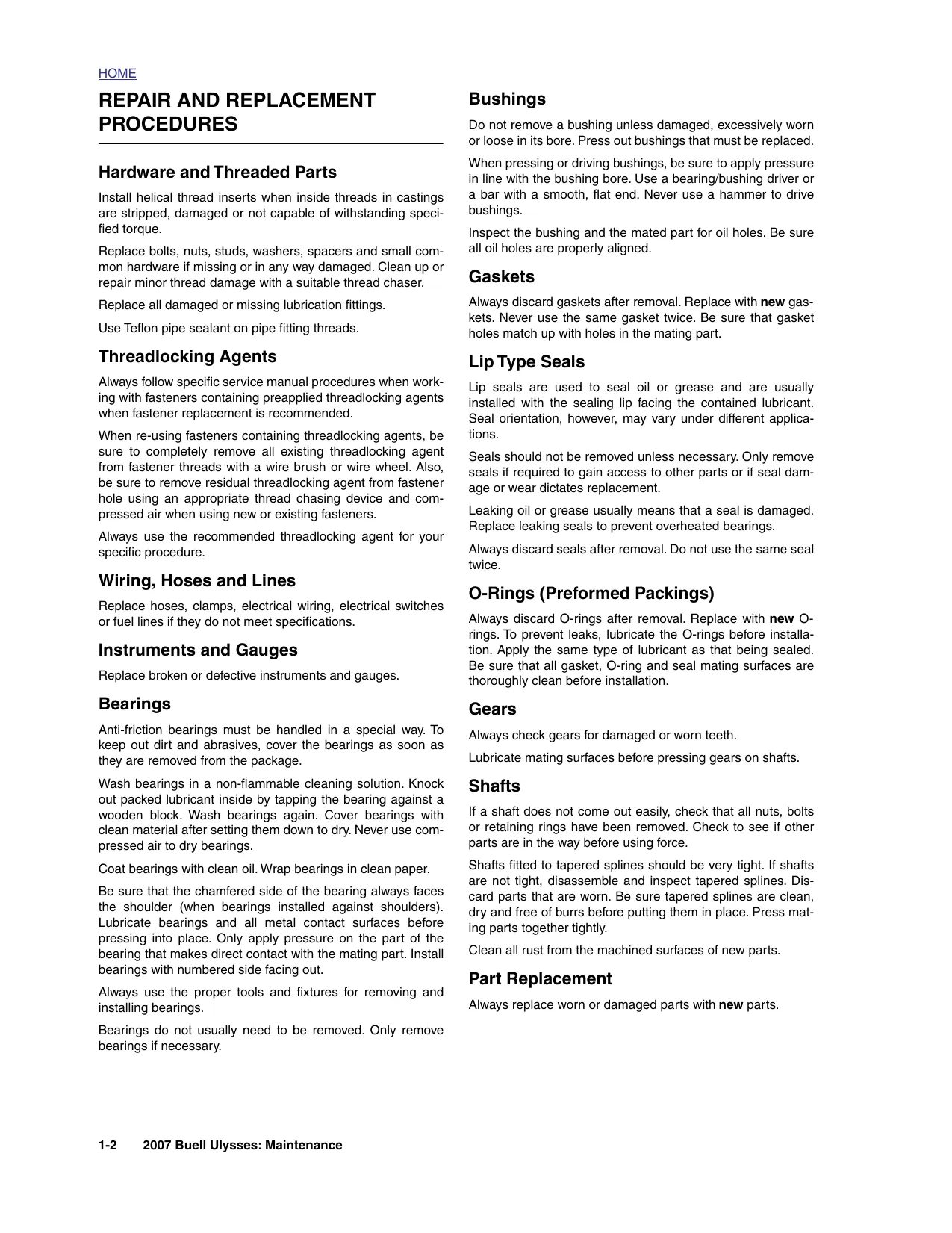 2007 Buell Ulysses XB12X, XB12 repair manual Preview image 2
