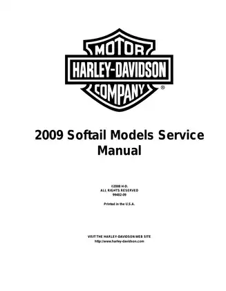 2009 Harley-Davidson Softail, Fat Boy, Rocker, Night Train service manual Preview image 3