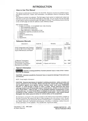 1988-1991 Honda Civic repair manual download Preview image 1