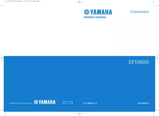 Yamaha EF1000is generator service manual