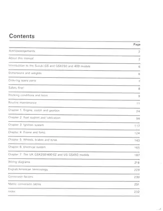 1979-1985 Suzuki GS250, GSX250, GSX400, GS450 owners workshop manual Preview image 4