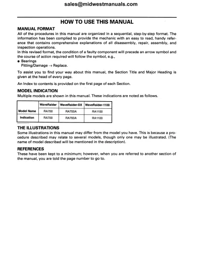 1994–1997 Yamaha WaveRaider RA700 / RA760 / RA1100 Service Manual (LIT-18616-RA-00)