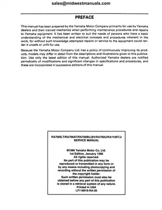 Yamaha Wave Raider Service Manual (1994-1997) - Comprehensive Repair Guide Preview image 3