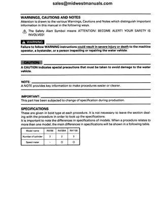 1994-1997 Yamaha Wave Raider RA700, RA700A, RA700B, RA760, RA1100 service manual Preview image 5