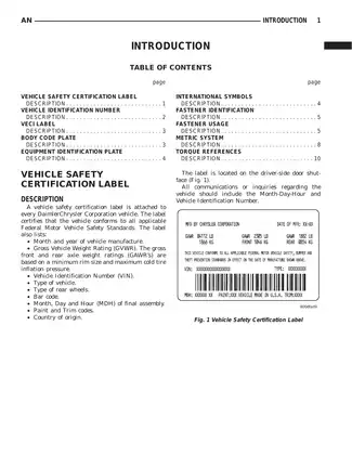 2001 Dodge Dakota shop manual Preview image 2