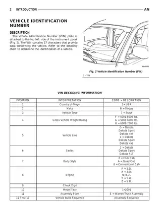 2001 Dodge Dakota shop manual Preview image 3