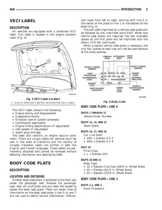 2001 Dodge Dakota shop manual Preview image 4