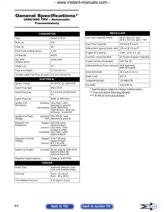 Arctic Cat 2007 Arctic Cat ATV all models service, repair and shop manual manual preview page 4 - thumbnail