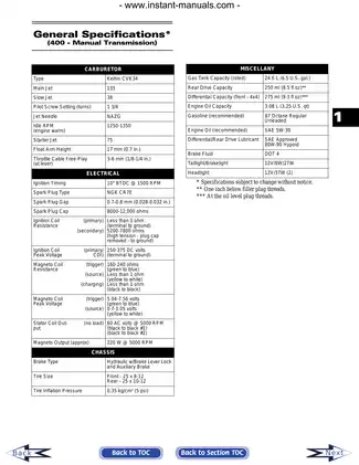 Arctic Cat 2007 Arctic Cat ATV all models service, repair and shop manual manual preview page 5 - thumbnail