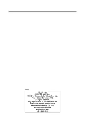 2003 Yamaha YJ125S Scooter Service Manual Preview image 2