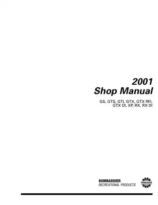 2001 Bombardier Sea-Doo GS, GTS, GTI, GTX, RX, XP shop manual Preview image 2