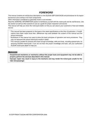 Suzuki GSF1250/S/A/SA Service Manual - Comprehensive Digital Guide Preview image 3
