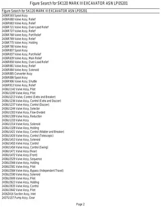 Kobelco SK120 Mark III hydraulic excavator parts list Preview image 2