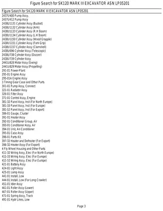 Kobelco SK120 Mark III hydraulic excavator parts list Preview image 3