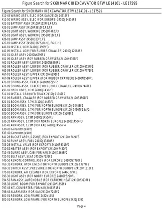 Kobelco SK60 MARK III Hydraulic Excavator (ISUZU Diesel Engine) parts list Preview image 4