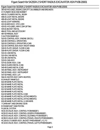 Kobelco SK25 SR-2 short radius compact hydraulic mini excavator parts list Preview image 3