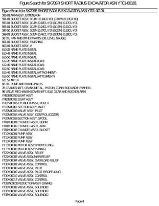 Kobelco SK70 SR Short Radius Hydraulic Mini Excavator parts list Preview image 4