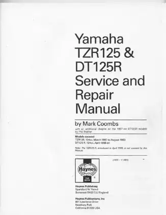 Yamaha TZR125 & DT125R Service and Repair Manual (1987-2002) Preview image 2