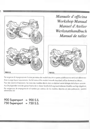 1991-1998 Ducati 750 S.S. Supersport workshop manual Preview image 1