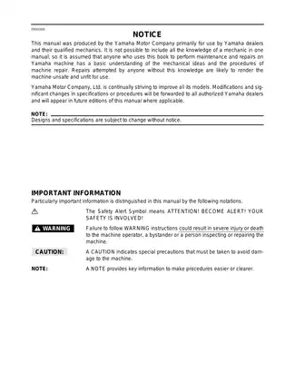 Yamaha ATV YFMGGOR Service Manual and Repair Guide Preview image 2