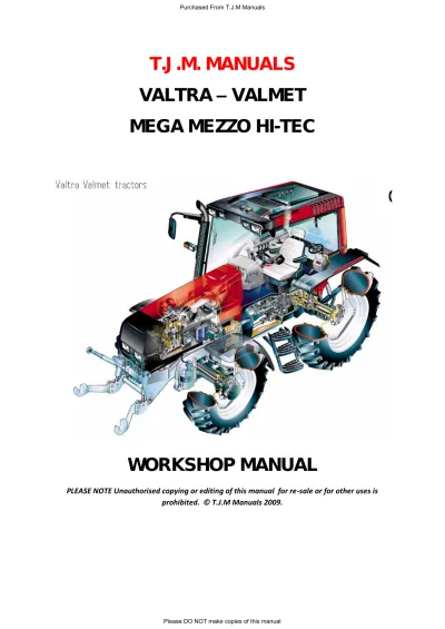 Preview: 1990–2002 Valtra Valmet Tractors Mega Mezzo Hi-Tec Workshop Service Manual (P/N 39 210 211)