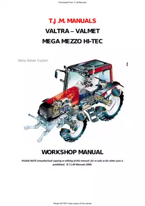 Workshop manual: 1991-2007 Valtra 6000, 6100, 6200, 6250, 6300, 6350 6400 6550 6600 6650 6800 6850 6900 8000 8100 8200 8400 8050 8150 8450 8550 8750, 8950, 6600e 8750e  Preview image 1