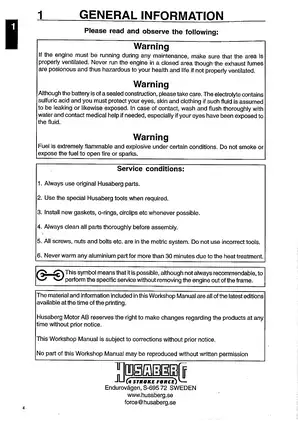 2001-2003 Husaberg FE400, FE501, FE600, FE650, FS400, FC550, FS650, FX650 workshop manual Preview image 5