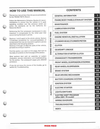 Honda TRX250 TE/TM Recon Service Manual - Comprehensive Repair Guide Preview image 3