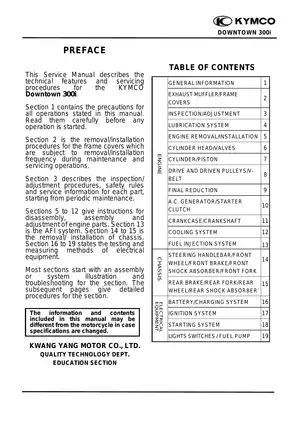 Kymco Downtown 300 i scooter repair manual Preview image 2
