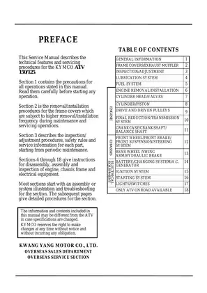 Kymco MXU 150 ATV repair manual Preview image 2