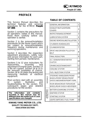 Kymco People GT 300i, Gti 300 i scooter repair manual Preview image 2