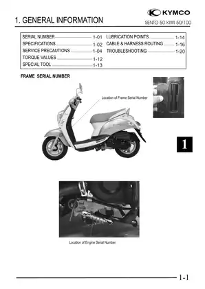 Kymco Sento 50, Kiwi 50, Kiwi 100 scooter repair manual Preview image 2