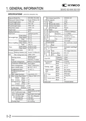 Kymco Sento 50, Kiwi 50, Kiwi 100 scooter repair manual Preview image 3