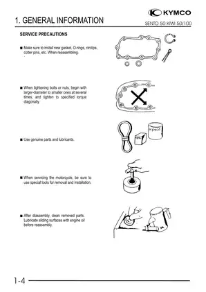 Kymco Sento 50, Kiwi 50, Kiwi 100 scooter repair manual Preview image 5