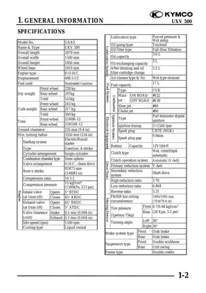 Kymco UXV 500 Utility Vehicle manual Preview image 5