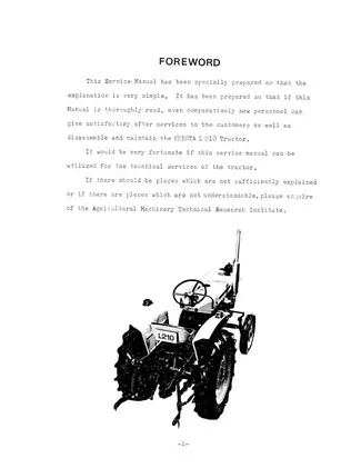 Kubota L210 Tractor Service Manual - Comprehensive Repair & Maintenance Guide Preview image 2