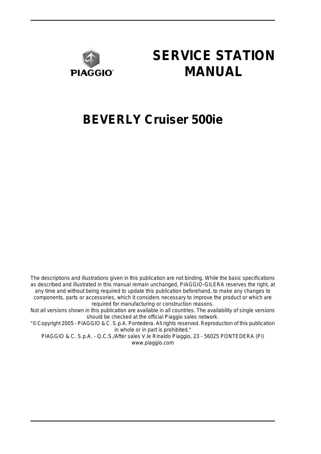 Piaggio Beverly Cruiser 500, 500ie ie scooter manual Preview image 2