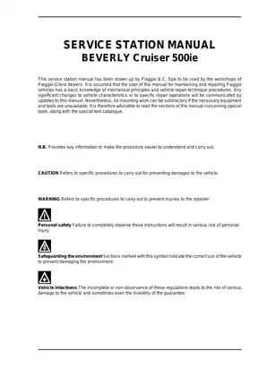 Piaggio Beverly Cruiser 500, 500ie ie scooter service station manual Preview image 3