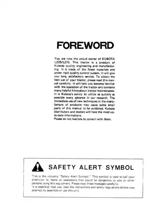 Kubota L235 and L275 Tractor Operator's Manual (Service and Maintenance Guide) Preview image 4