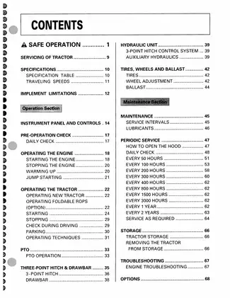 Kubota B2710, B2910, B7800 compact utility tractor operator owners manual Preview image 5