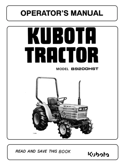 Preview: Kubota B9200HST-E (2WD) / B9200HST-D (4WD) Operator's Manual (P/N 66361-6291-2)