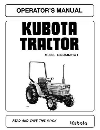 Kubota B9200 HST tractor operators manual