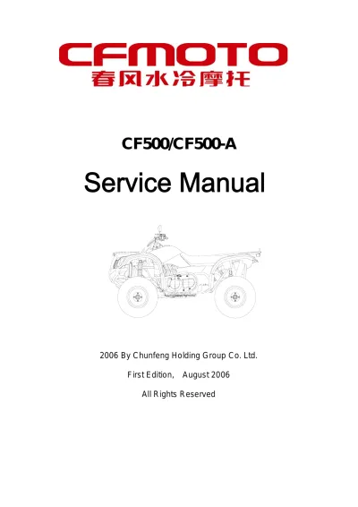 Preview: CFMOTO CF500 / CF500-A UTV 2006 Factory Service Manual (First Edition)